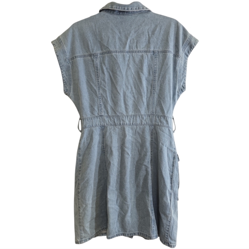 Boyish The Joe Denim Dress General Medium No Belt Cotton Flap Pockets Light Wash - Picture 5 of 9